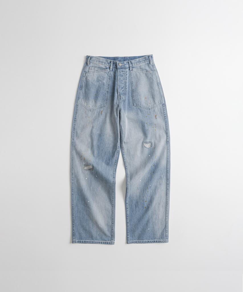 Bihebieo Distressed M35 Trousers Indigo Bleached