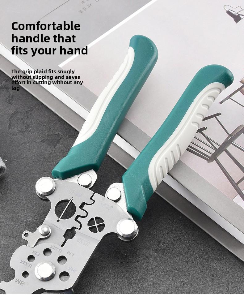 Foldable Wire Stripping Pliers, Professional Multifunction Manual Hand Tool, Pulley Design Durable Crimping & Wrapping Pliers