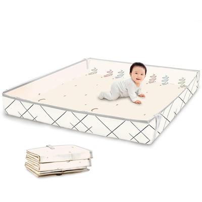 Enne. Baby Play Mat, Foldable, 4-Way, with Side Guards, 180 X 150cm (Cross Grid X Star & Moon)