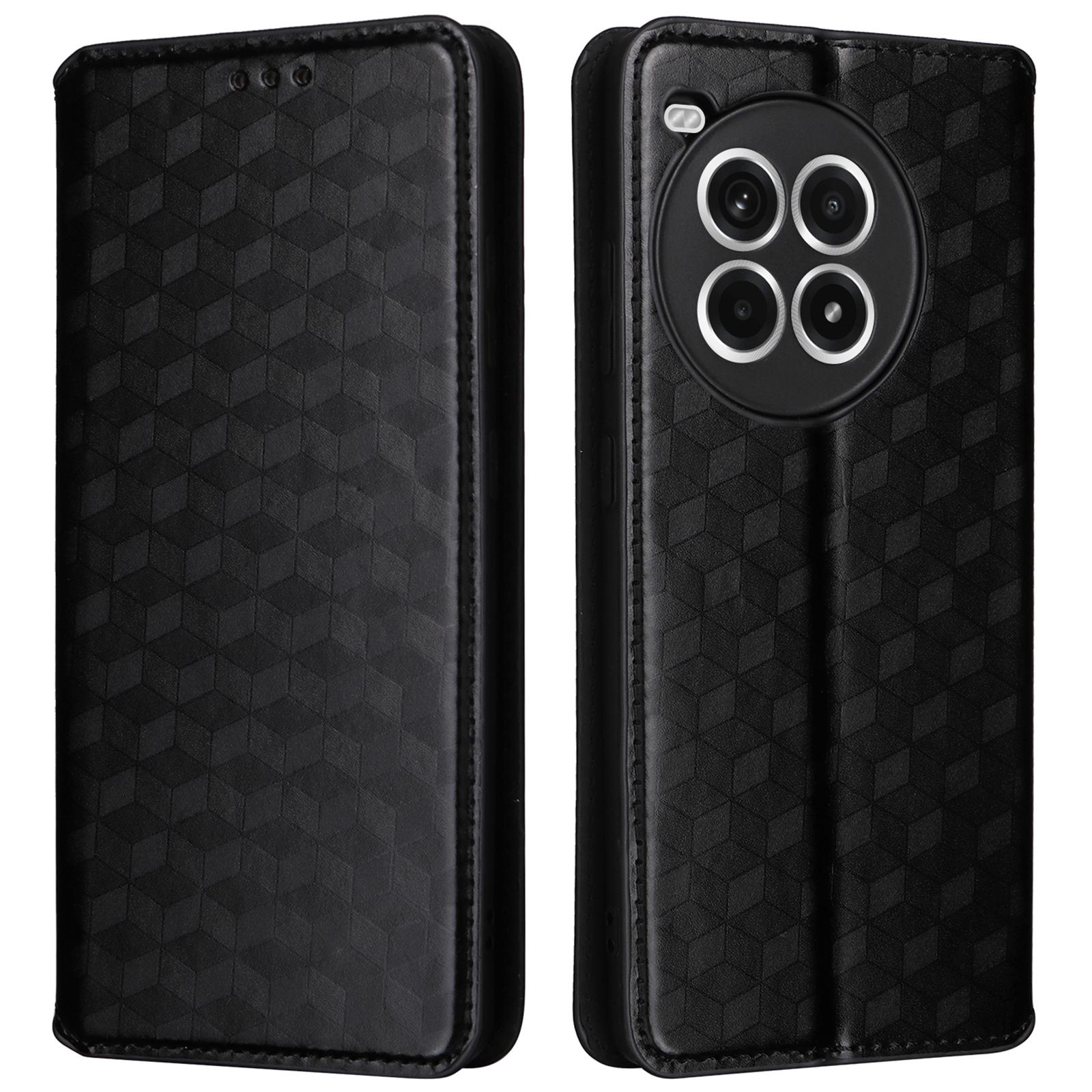 

Для OnePlus Ace 3 Pro 5G Чехол Кошелек Подставка Ромбовидный Кожаный Чехол для Телефона Black