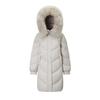 Qianrengang Women's Long Hooded Down Jacket with Large Fur Collar