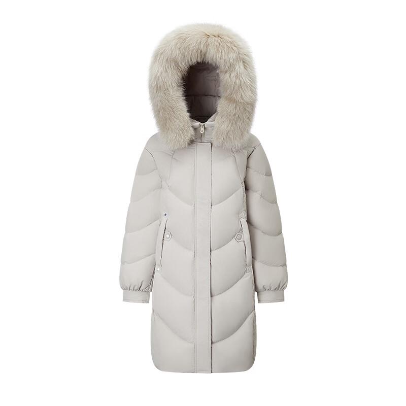 Qianrengang Women's Long Hooded Down Jacket with Large Fur Collar