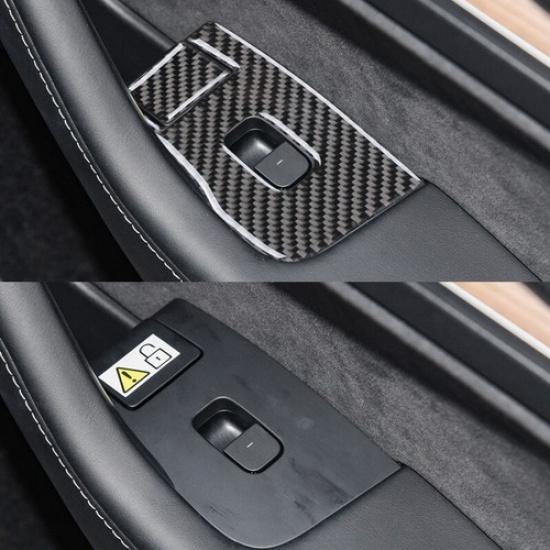 For Tesla Model 3 Y 2017- Set Carbon Fiber Door Window Lift Button Cover