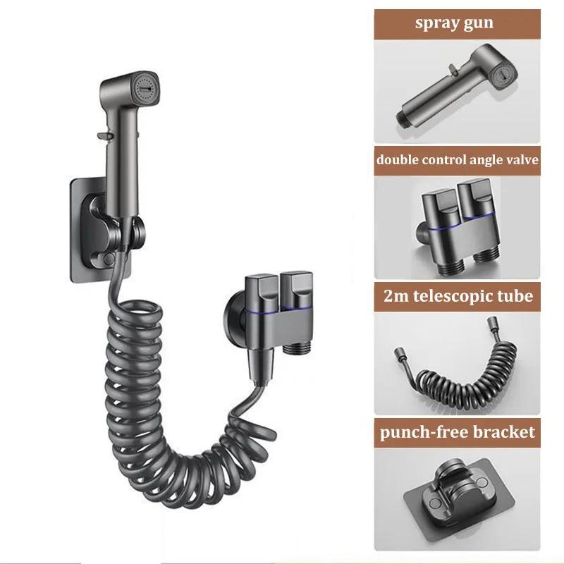 1 In 2 Out Flush Spray Gun Faucet Toilet Companion Bidet Booster Nozzle Bathroom Flush Gun High Pressure Household