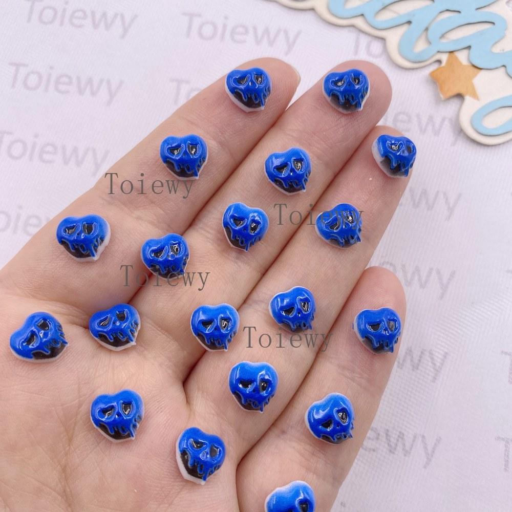 50pcs Resin Painted Halloween Decor Mini Colorful Skull Art Nail Flatback Rhinestone Applique DIY Wedding Scrapbook Decor Crafts
