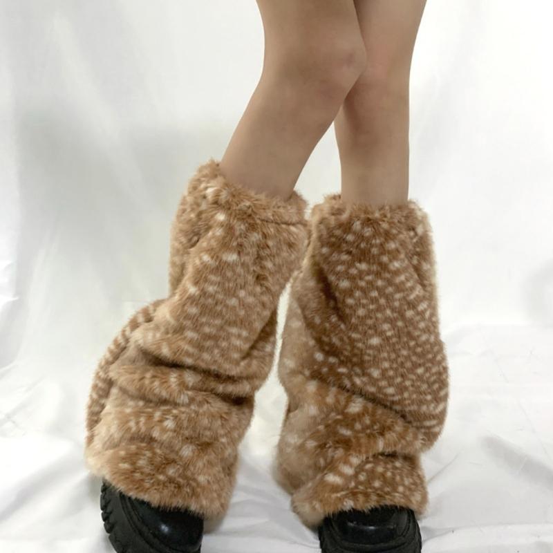 Womens Furry Party Costume Warm Faux Furs Fuzzy Long Boot Shoes Cuffs Cover Leg Warmers/Boot Sleeves/Boot Covers