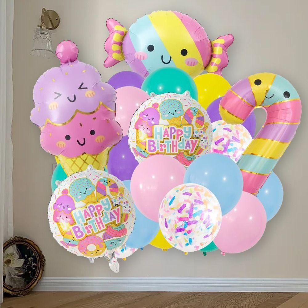 23pcs Ice Cream Sweets Mylar Birthday Party Celebration Summer Theme Party  Girls