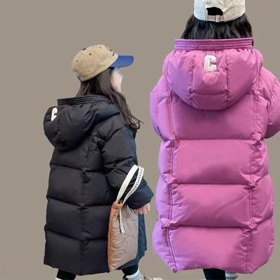 Winter-Overall für Kinder, Mädchen Lange Daunenjacke mit Kapuze, Verdickt, Warm und Wasserdicht für Alter 3-10