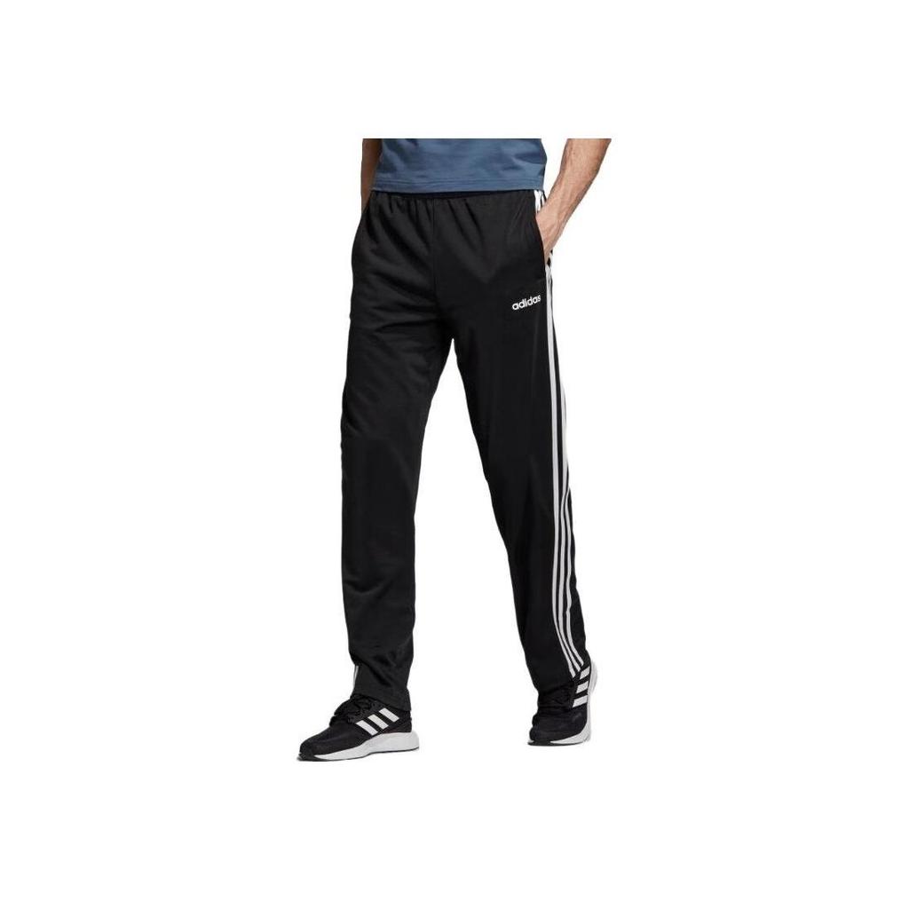 adidas Essentials 3-Streifen Hose mit offenem Saum aus Trikot Schwarz EI9761