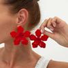 SHIXIN 6 Colors Elegant Drip Oil Big Flower Stud Earrings for Women New Trendy White Floral Earrings Female Daily Jewelry Gift