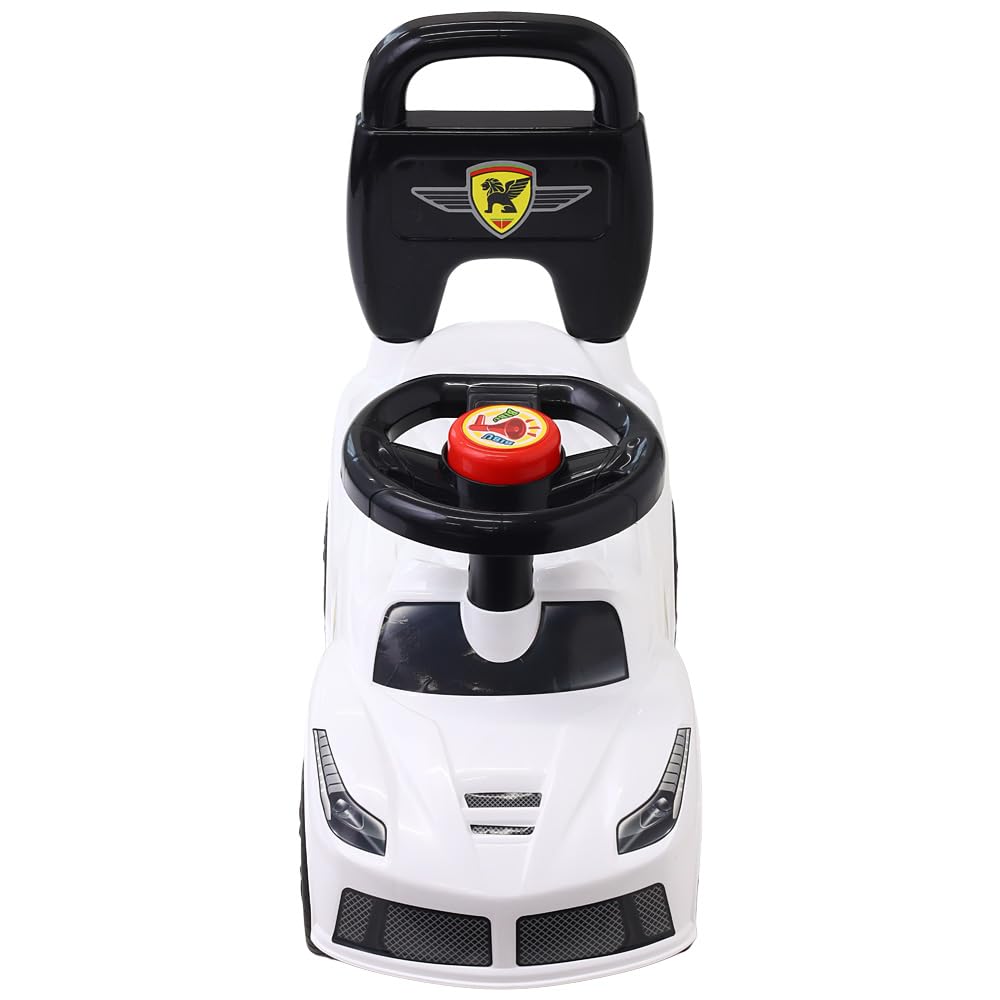 Seathestars Lightweight Comes with Push Bar Ride-on Toy, Kick-Off, Indoor/Outdoor, Kid's Ride-on Car, Foot-Pedal, Kick-Off, Type, (White)