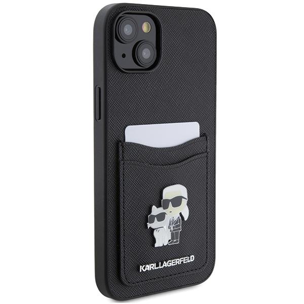 Karl Lagerfeld KLHCP15SSAPKCNPK iPhone 15 / 14 / 13 6.1" black/black hardcase Saffiano Cardslot Karl&Choupette Metal Pin