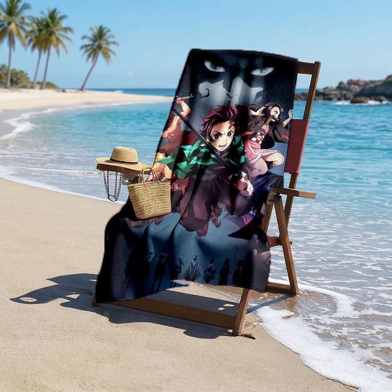 Demon Slayer Fashion Beach Towel: Ideal for Summer Adventures Soft, absorbent and quick drying suitable for swimming and bathing