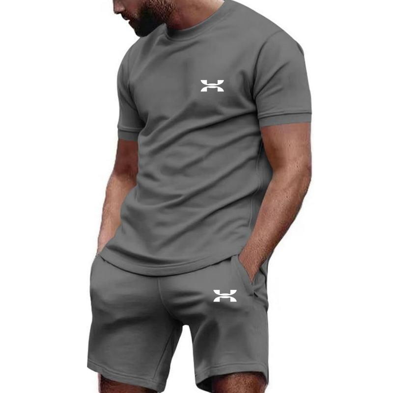 Men's Sportswear Short Sleeved T-shirt and Sports Shorts Summer Casual Jogging Pants Set Men's Two-piece Set