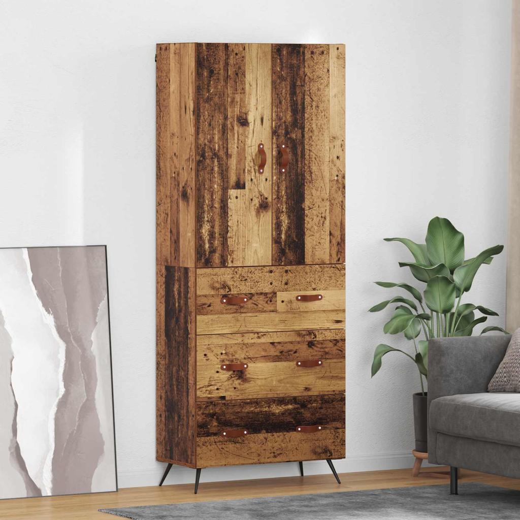 Wall Mounted Highboard Reclaimed Wood Look 69.5 x 34 x 180 cm Engineered Wood