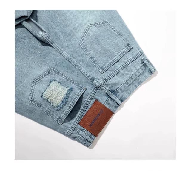 2025 Women's Light Wash Ripped Jeans: High Waist, Loose, Straight Leg, Floor-Length, Thin Summer Casual Pants