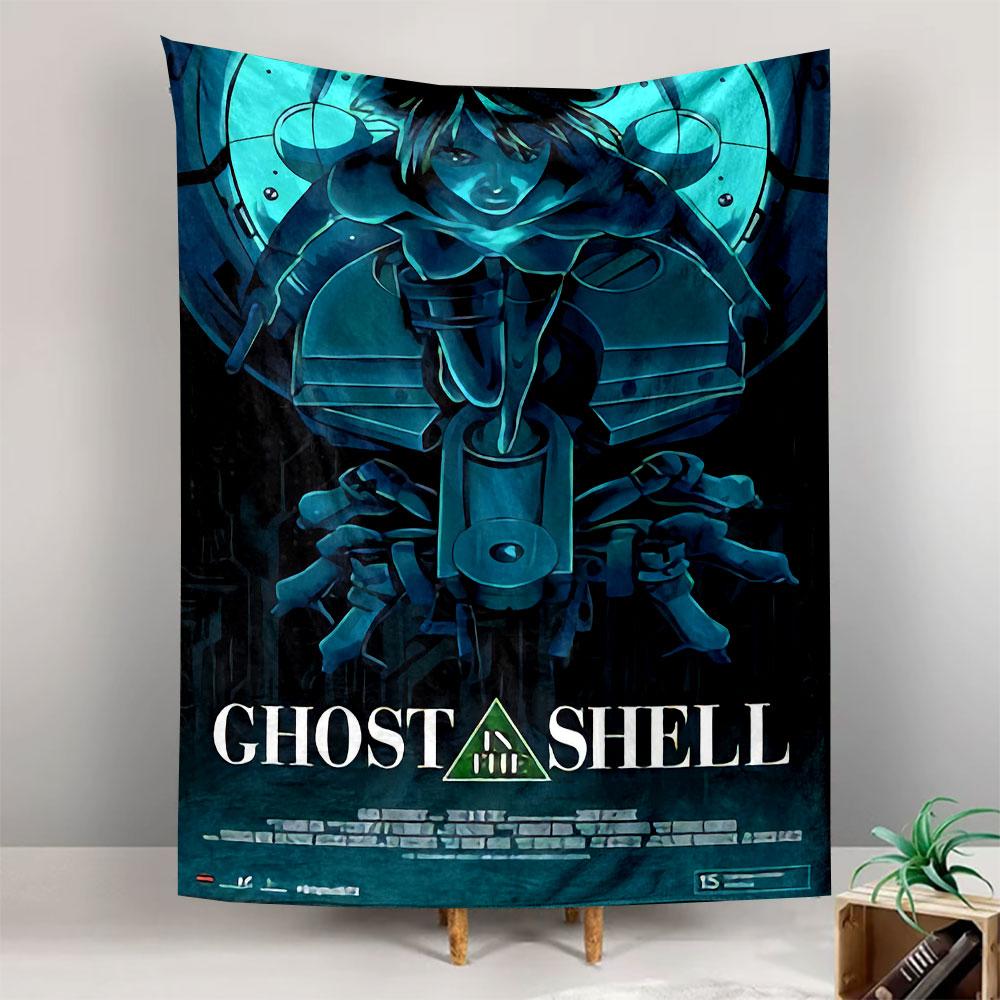 Ghost in the Shell Poster Tapestry Wall Hanging, Cyberpunk Anime Artwork, Sci-Fi Wall Decor for Bedroom Living Room Dorm