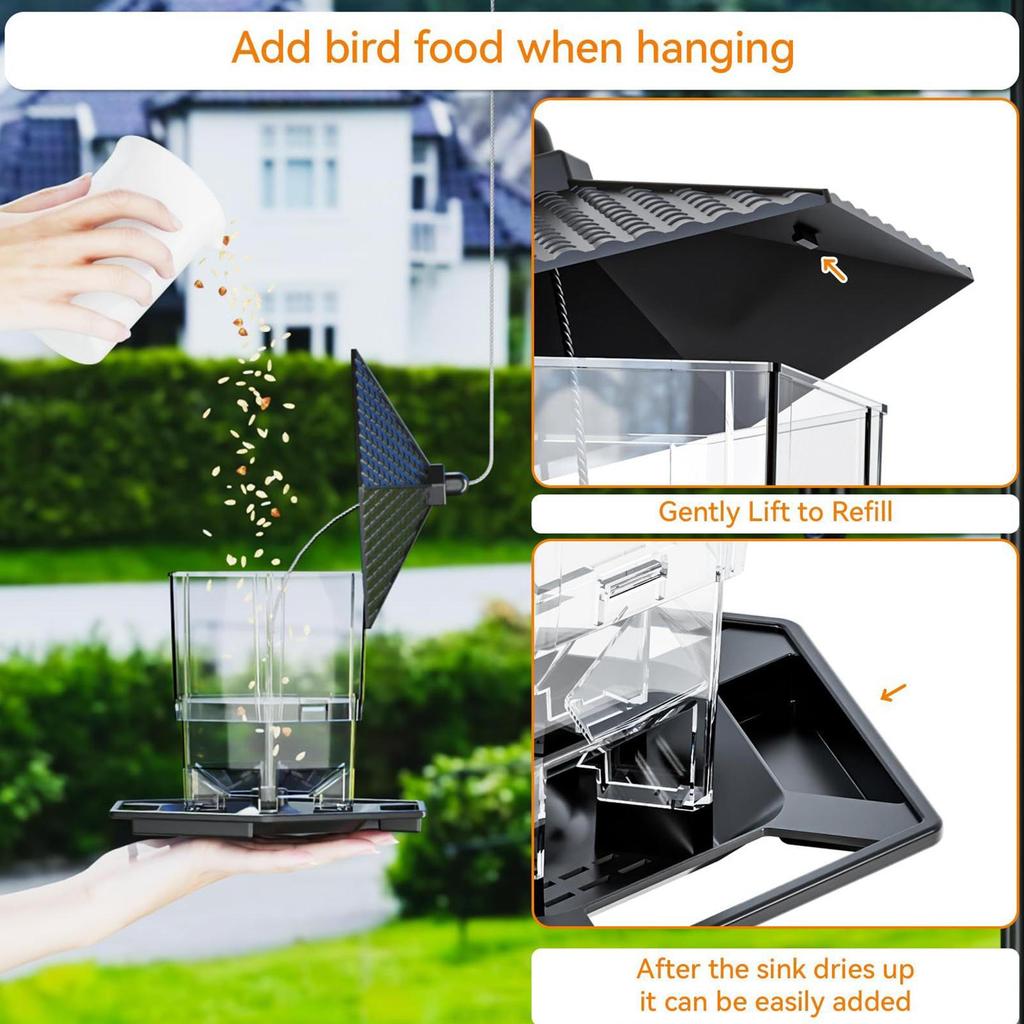 Bird Feeders For Outdoors Hangable Refillable Water Bowl Squirrel Proof Wild Bird Feeders With Perch Tray For Outside Feeding