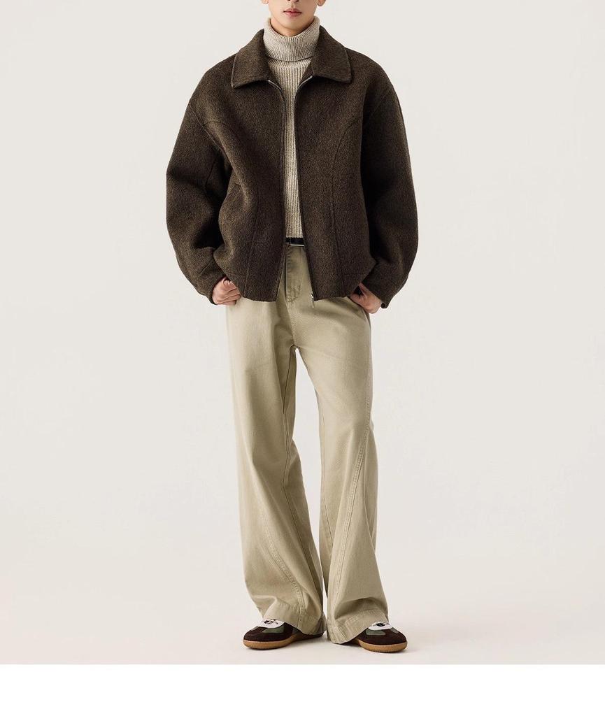 Italian Vintage Style Men's Double-Faced Wool Lapel Coat