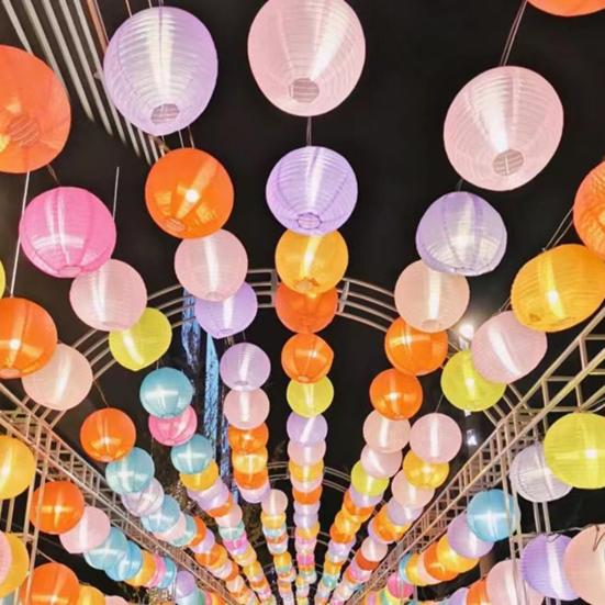 25/30CM Folding Solar Lantern with Handle IP44 Waterproof Outdoor Garden Hanging Chinese Traditional Decorative LED Cloth Lantern