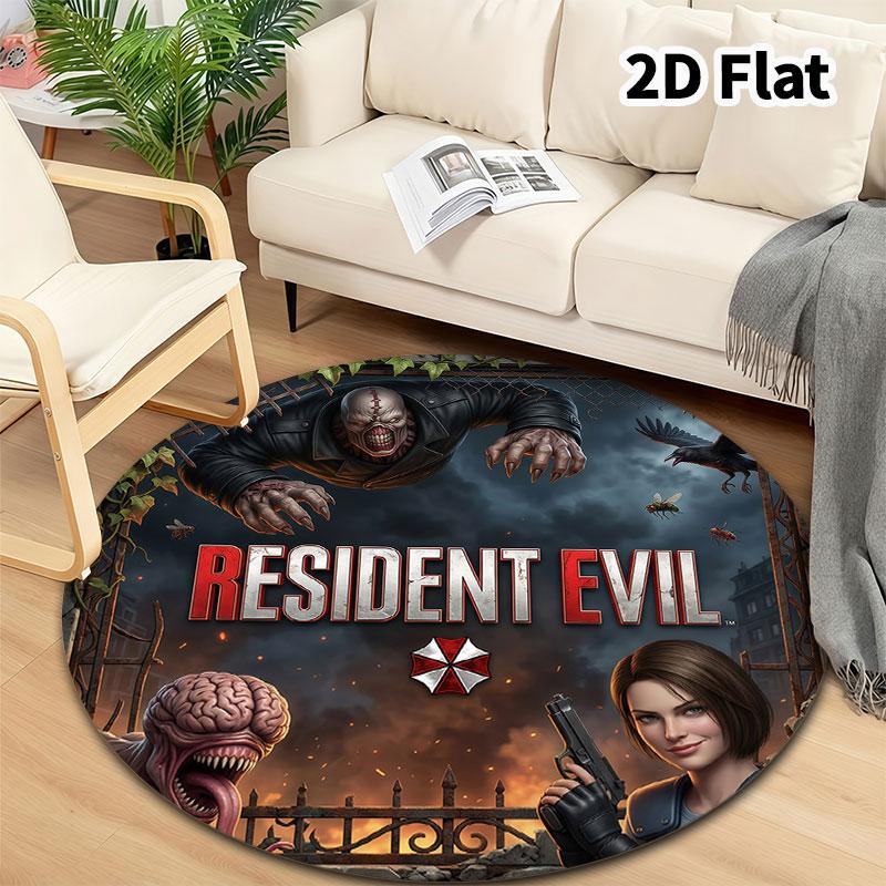 שטיח עגול Resident Evil שטיח לסלון חדר שינה ספה חדר משחקים עיצוב מחצלת רצפה מונעת החלקה