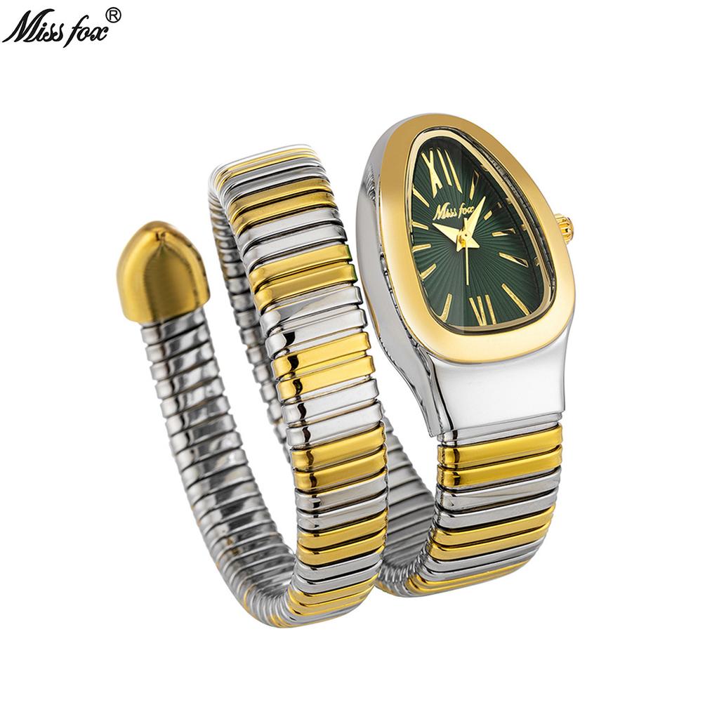 MISSFOX Classic Snake Shape Watch for Women Gold Silver Scaleable Bracelet Womens Watches Quartz Ladies Wristwatch