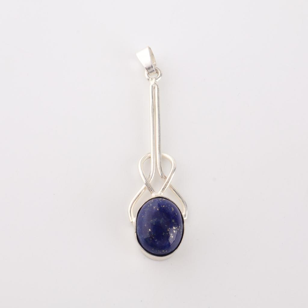 Lapis Lazuli Gemstone 925 Sterling Silver Jewelry Handmade Women Pendant 1.79" PP-60-36