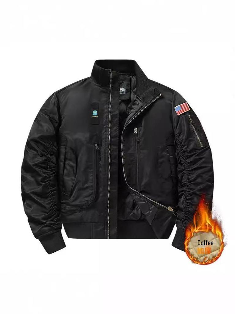 Plus Size Cotton Thickened MA1 Air Force Pilot Jacket for Autumn/Winter