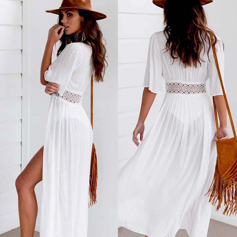Schickes Damen Spitzen-Häkel-Strandkaftan-Kleid für mühelosen Sommerstil