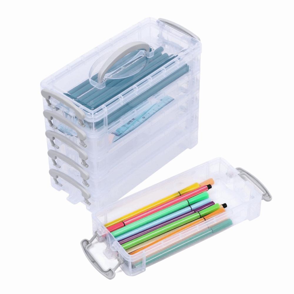 Plastic Material Color Pen Storage Box Transparent Detachable Storage Case Stationery Organization