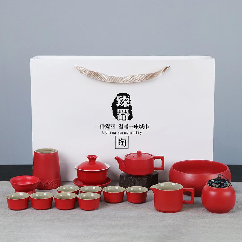 Travel tea set tea tray household kung fu tea set outdoor portable teapot ceramic business gift