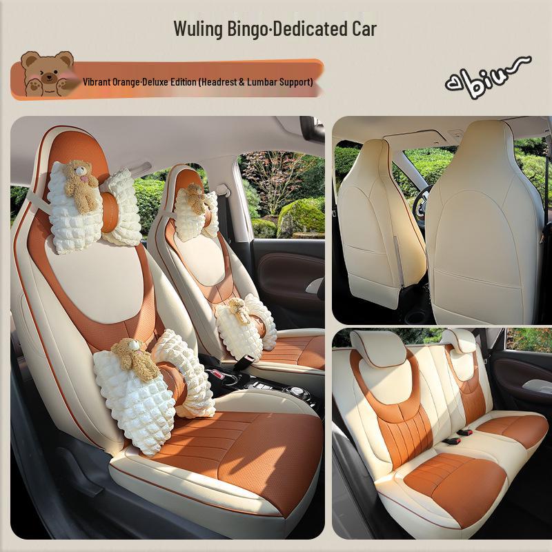 Universal Four-Season Cartoon Leather Car Seat Cushion for Wuling Bingo