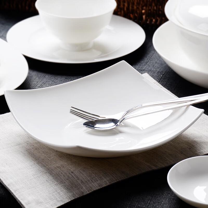 Haolaibao 34-Piece Pure White Bone China Dinner Set