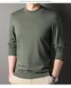 Romon Men's Wool Blend Crew Neck Sweater - Pure Color Long Sleeve Knitwear for Spring & Autumn