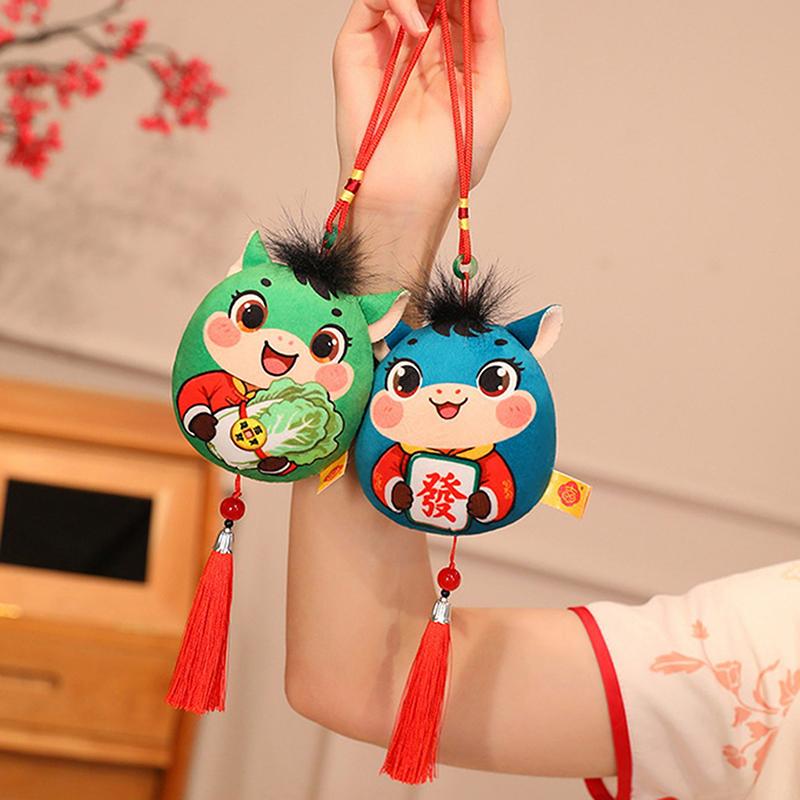 Plush Horse Keychain Zodiac Horse Plush Pendant With Tassel Soft Lucky Pony Figurine Home Decoration For Chinese  Year