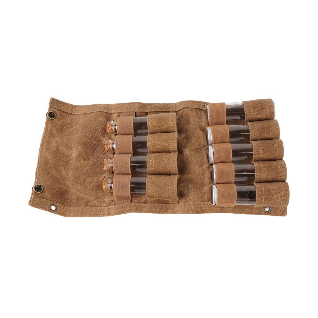 Portable Spice Bag Multipurpose Canvas Seasoning Storage Bag with 9 Spice Jars for Outdoor Camping