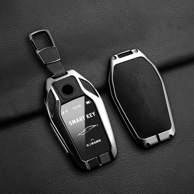 New Auto Alloy Sheepskin Car Key Case For BMW 7 Series 730 740 535L E6 Series X3 X 5 X7 LED Smart Remote Control Auto Keychain