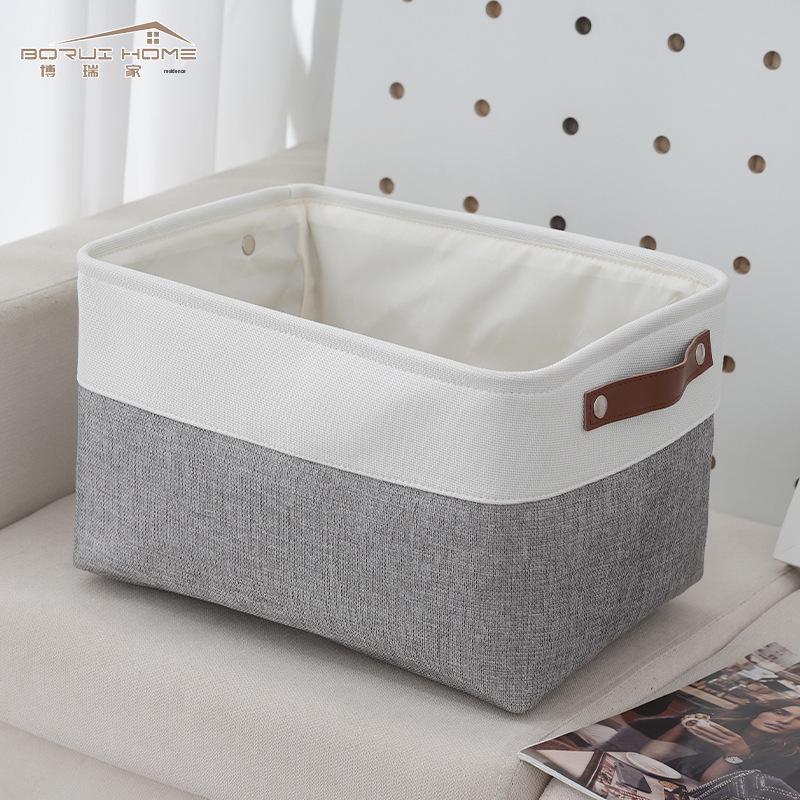 Coș de depozitare modern din in bicolor pentru casă și jucării