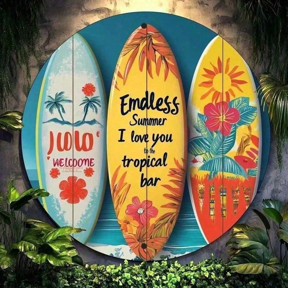 

Vintage Surfboard Metal Sign 8x12 Inch Retro Wall Art Beach Home Decor for Bar Man Cave Kitchen різнокольоровий