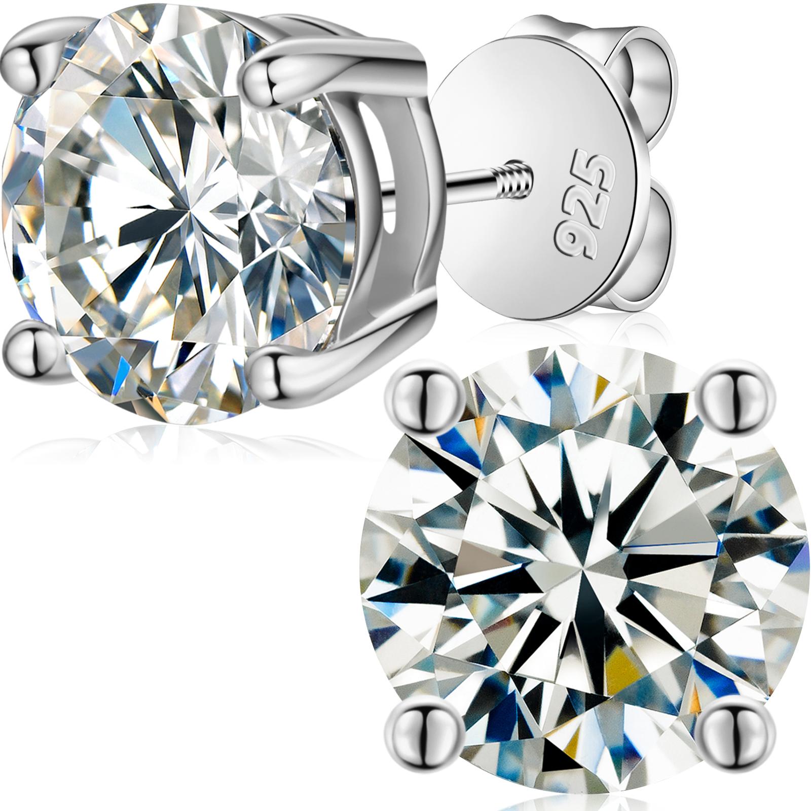 USA Local Stock Men Women Luxury 18K Gold Plated Sterling Silver Classic VVS Moissanite Diamond Stud Earrings With Gift Box
