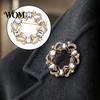 Women Lapel Pin Rhinestone Hollow Wreath Brooch, Dainty Decorative Badge Coats Accessory Pin, Sweater Cardigan Coat Dress Jewelry Accessories