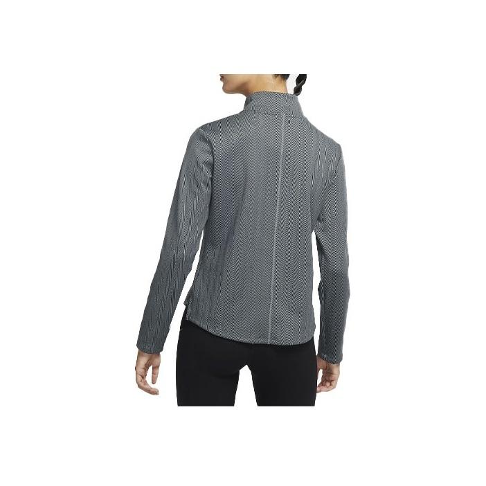 Nike Solid Color Logo Half-Zip Knit Top Women Tops Smoke-Gray DD6573-010