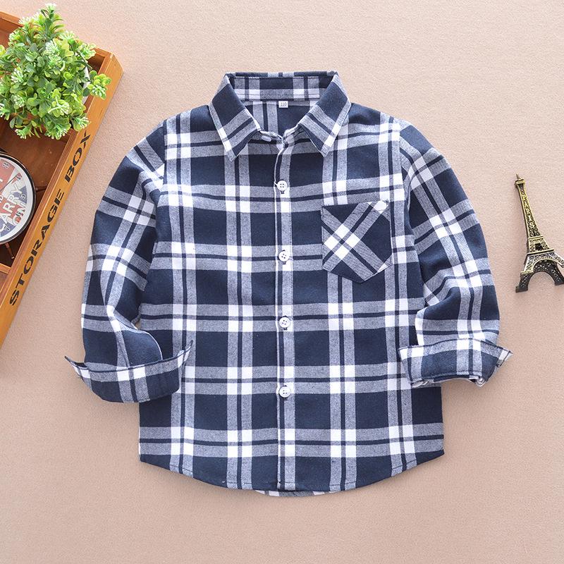 Spring 2025 Boys' Long Sleeve Plaid Korean Style Casual Shirt for Inner and Outer Wear
