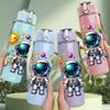 1PC Astronaut Color Planet Space Print 750ml Color Plastic Sports Water Bottle Leakproof Flip Straw Lid Suitable for Sports Office Home Use