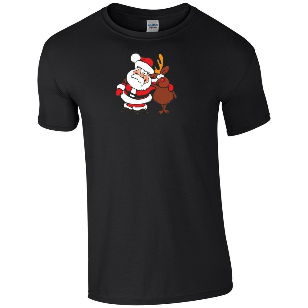 Santa Claus Rudolph T Shirt Red Nose Reindeer Christmas Xmas Gift Kids Tee Top M