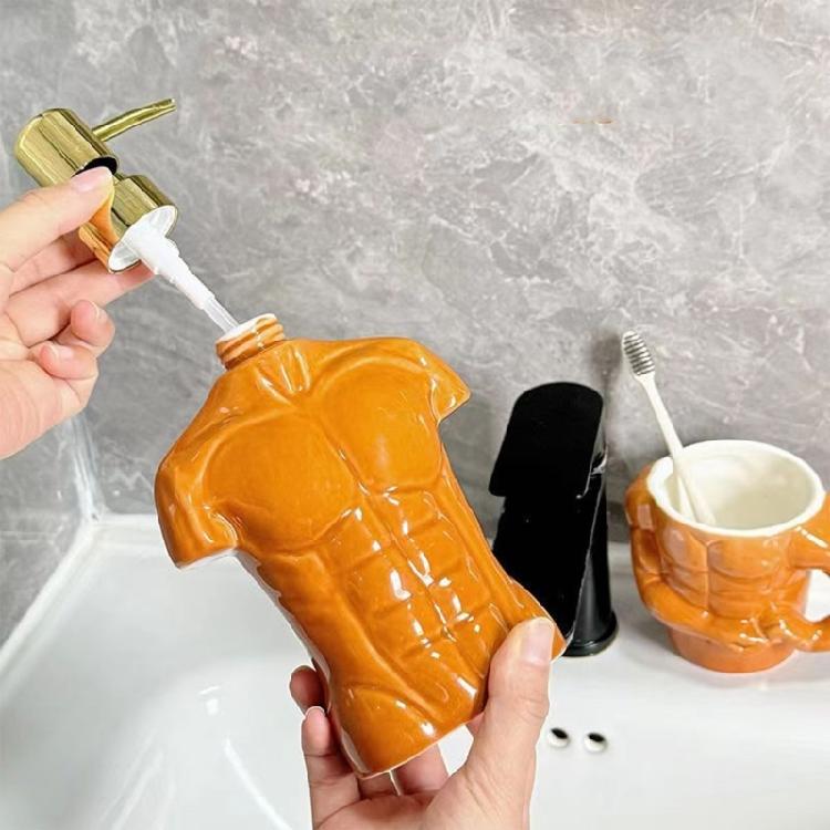 Funny Muscular Man Liquid Soap Dispenser Ceramic Hand Soap Dispenser Soap Dispensing for Household Use