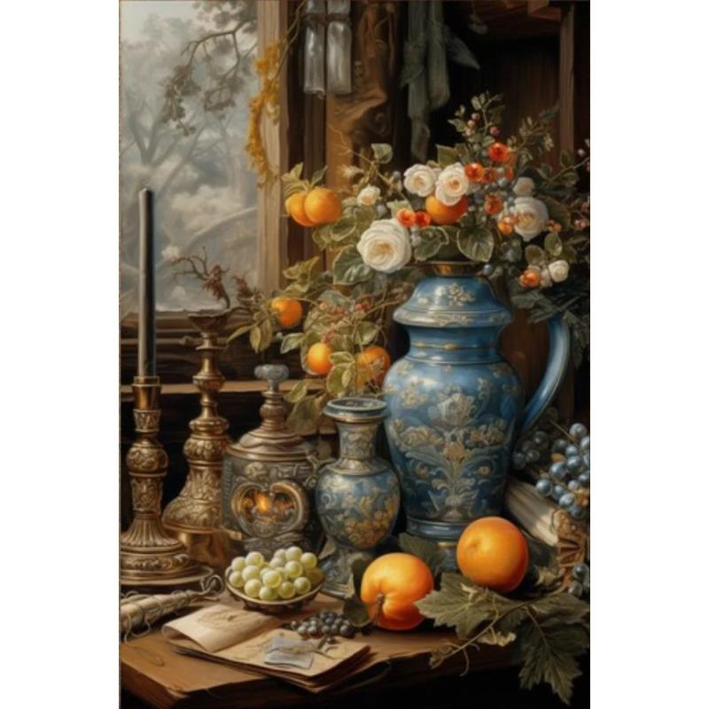 Dark Vintage Still Life Poster Prints For Living Room Home Decor Victorian Retro Flowers Fruits Picture Canvas Painting Wall Art