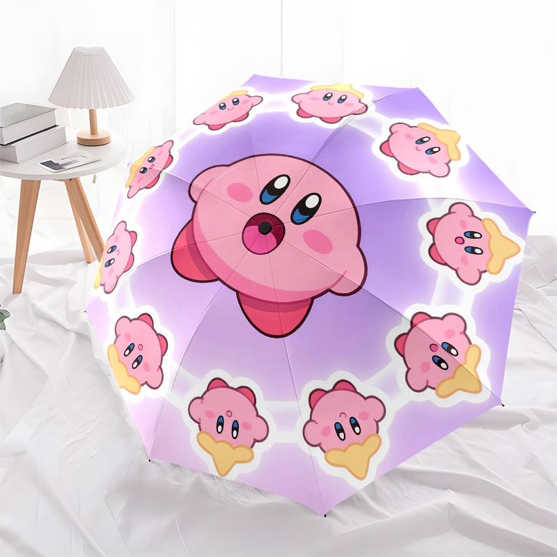1pc Kawaii Kirby Circle Umbrella with Plastic Handle,Suitable for All Seasons Home Travel Outdoor UmbrellaM1090