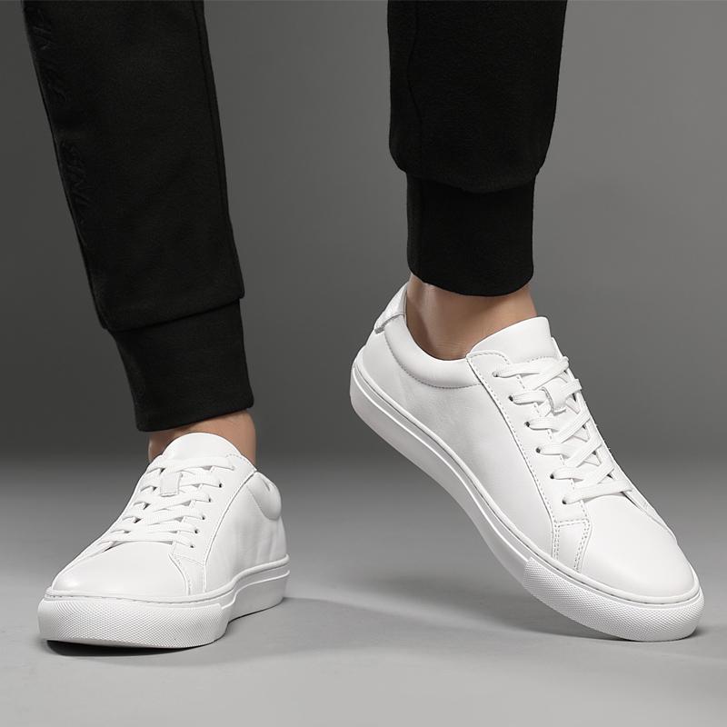 Outdoor White Solid Color Lace -Up Wear-Resistant  Round Toe Flat Shoes Casual Fashion Sneakers Comfortable Walking Men's Shoes
