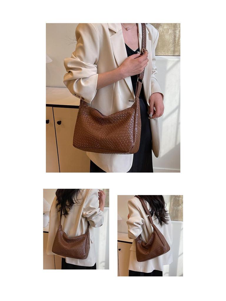 Korean Style Women's Woven Shoulder & Crossbody Bag with Adjustable Strap